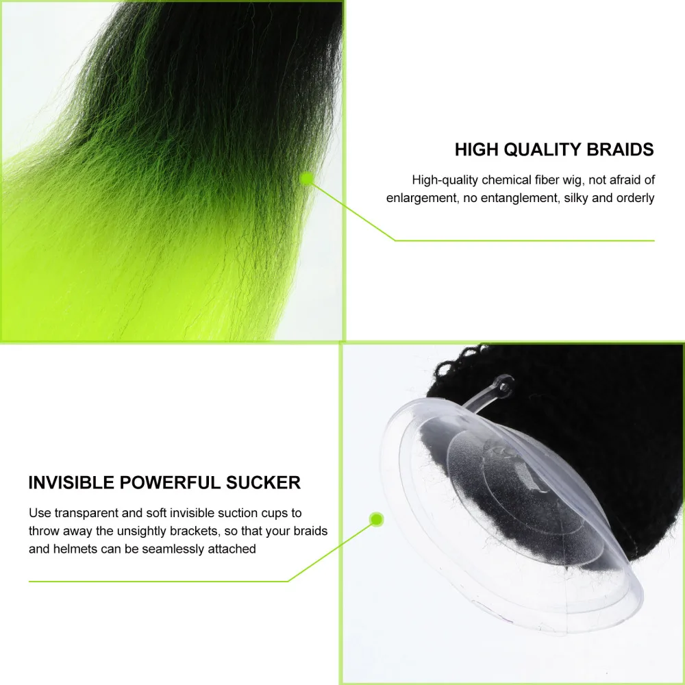 

1 Pair Dirty Braided Double Ponytails Decorative Wig for Motorcycle Helmet