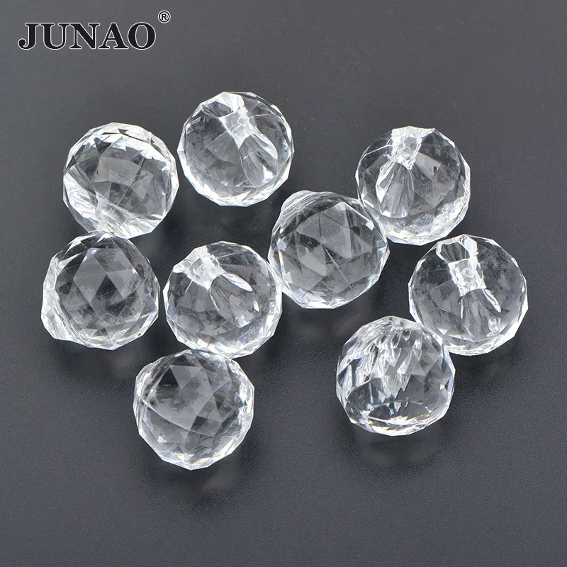 5pcs 22mm Round JUNAO 30 мм прозрачные акриловые Висячие бусины, стразы в форме сердца, бусины для рукоделия, изготовление украшений, занавески - Цвет: 5pcs 22mm Round