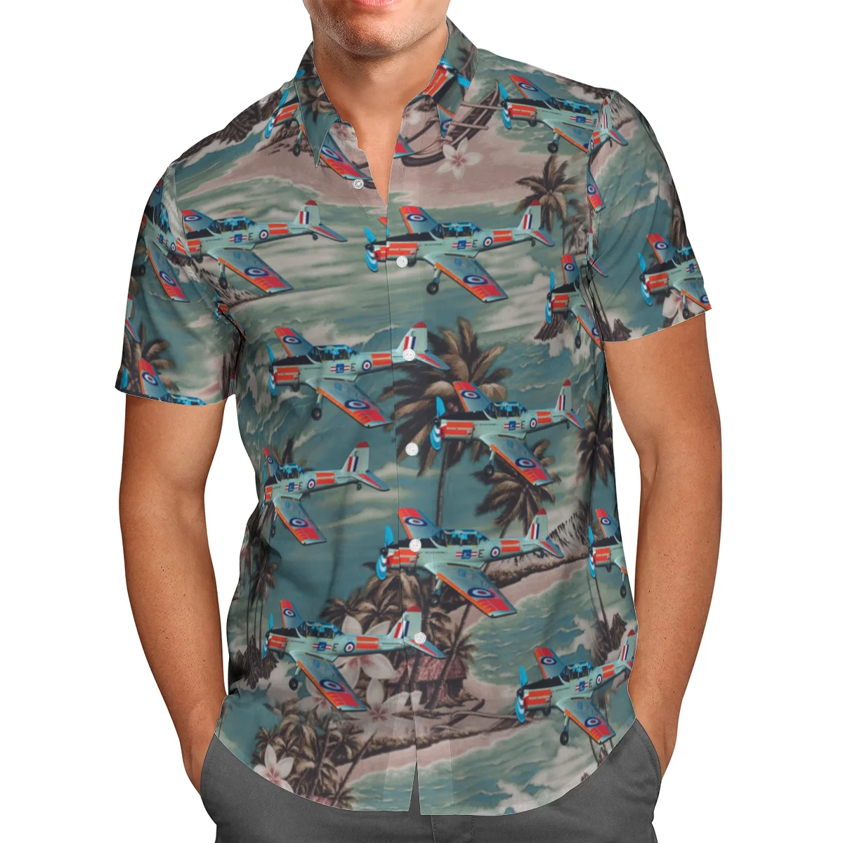 

Cool Plane 3D Beach Hawaiian 2021 Summer Men's Shirt Short Sleeve Shirt Streetwear Oversized 5XL Camisa Social Chemise Homme-10