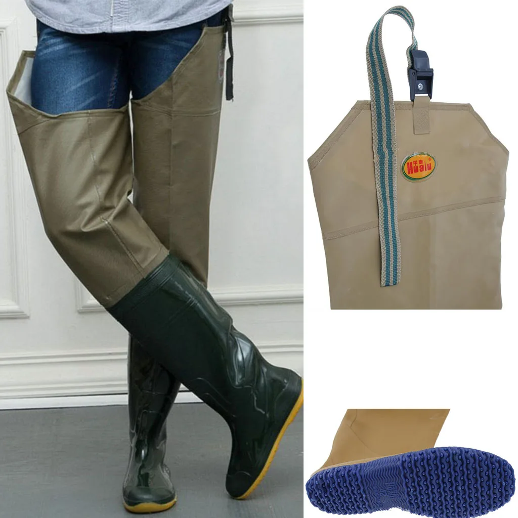 

Rubber Breathable Fishing Wading Pants Waterproof Waders Boot Overalls Work Hunting Rain Trousers 41-44 Men's Fishing Waders