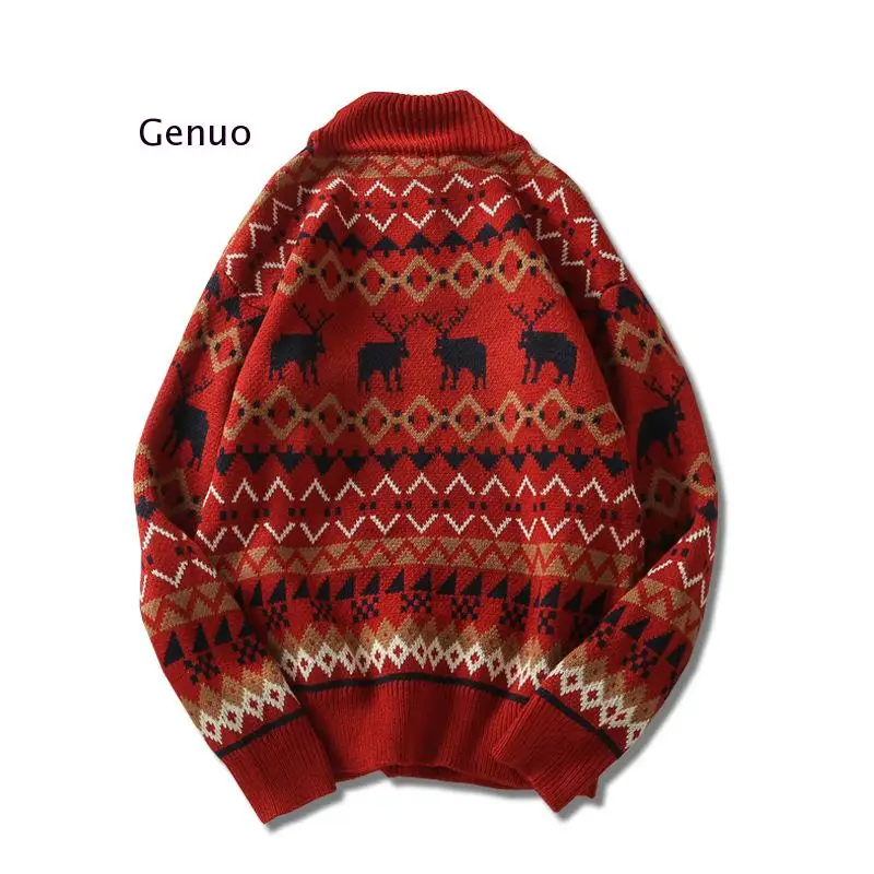 Рождественское платье принтом Свитер с оленем модный мужской свитер вязаная