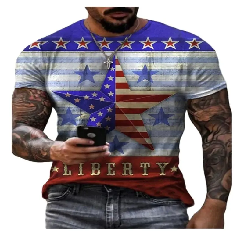 Мужская футболка с 3D-принтом американская модель Повседневная модная Новое
