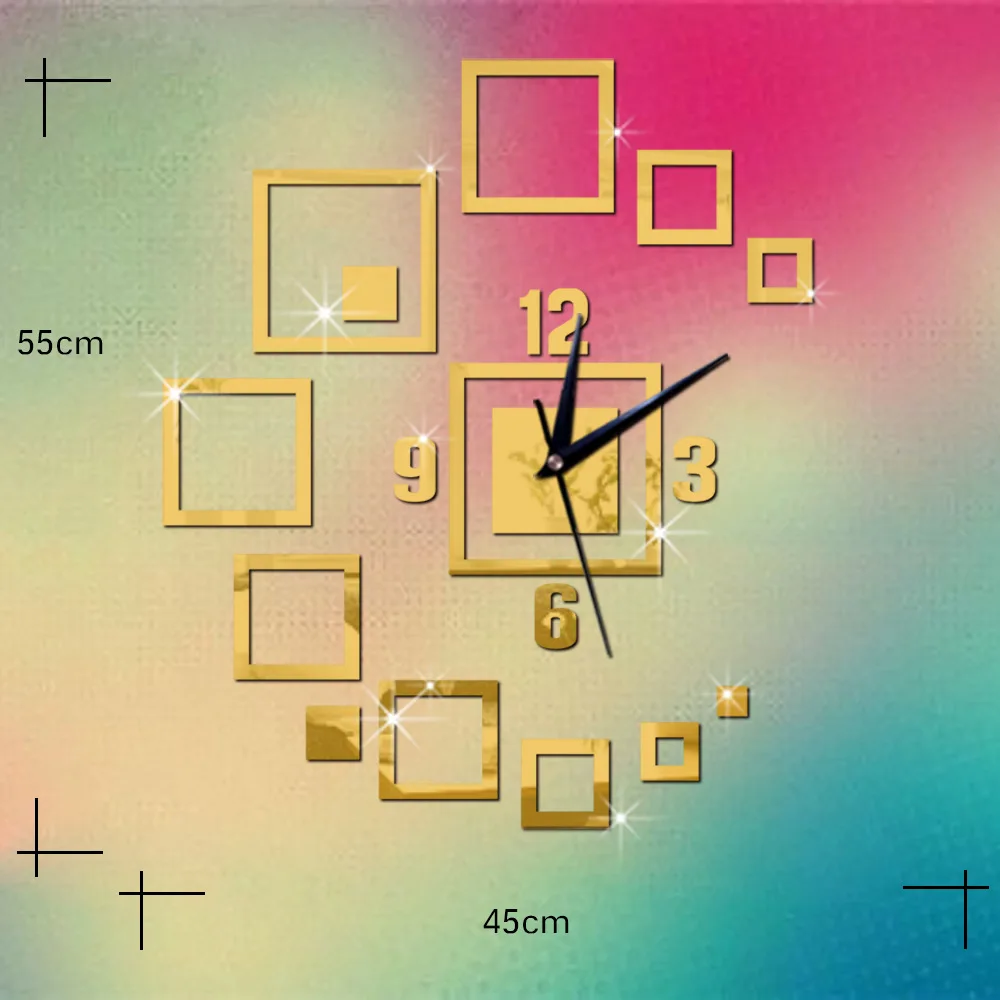 Настенные 3d часы сделай сам Большие зеркальные с наклейками для гостиной
