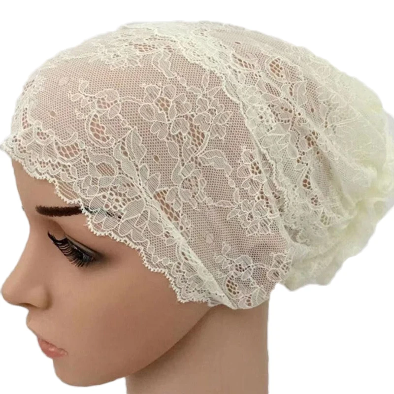 Женская мусульманская эластичная кружевная бандажная шапка мусульманские