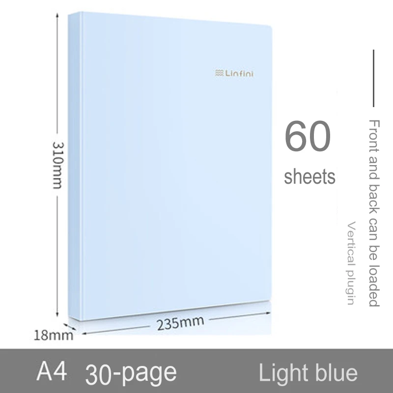 Light blue 30pages Deli A4 Music Folder Can Modify The Transparency and Non-reflection of Loose-leaf Multi-layer Insert Files 72411 - Цвет: Light blue 30pages
