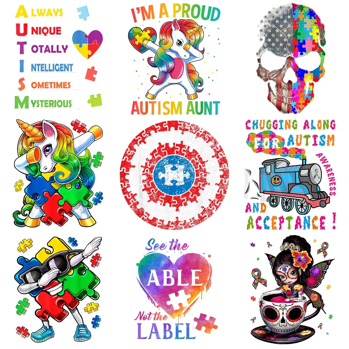 

Autism Funny Graphic Stickers Iron On Heat Tranfer Thermo Stickers Personality Fashion Parches Termoadhesivos Para Ropa Clorhing