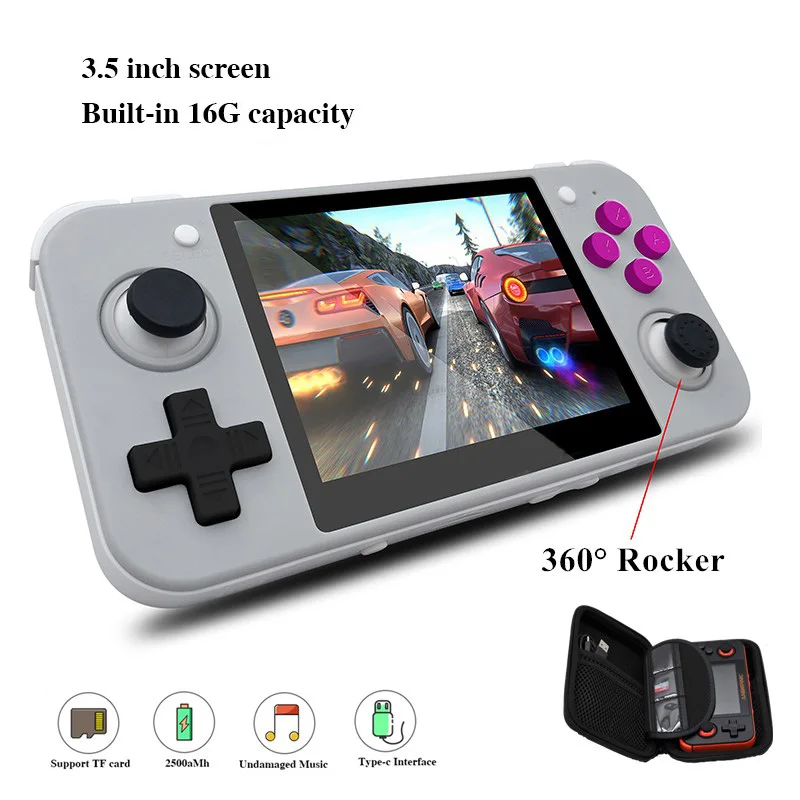 RG350 3.5-дюймовая IPS-экранная ретро-игровая приставка 64 бита 2500+ с картой 16G+128G TF для системы с открытым исходным кодом.