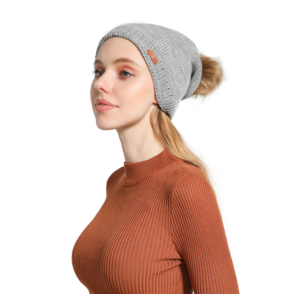 WELROG двухслойная вязаная шапка ручной работы имитация светло-коричневого