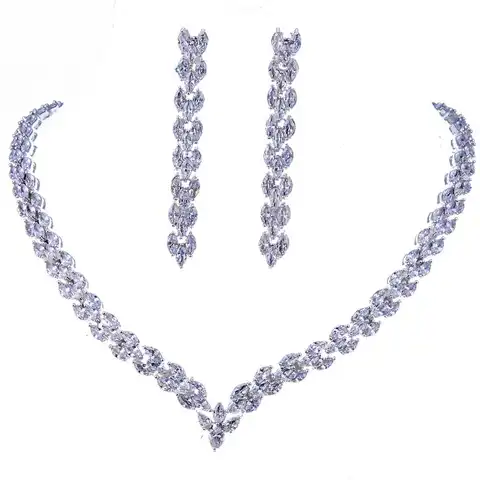 GMGYQ изысканное высококачественное свадебное ожерелье серьги с белым цирконием набор украшений для женщин Свадебная вечеринка