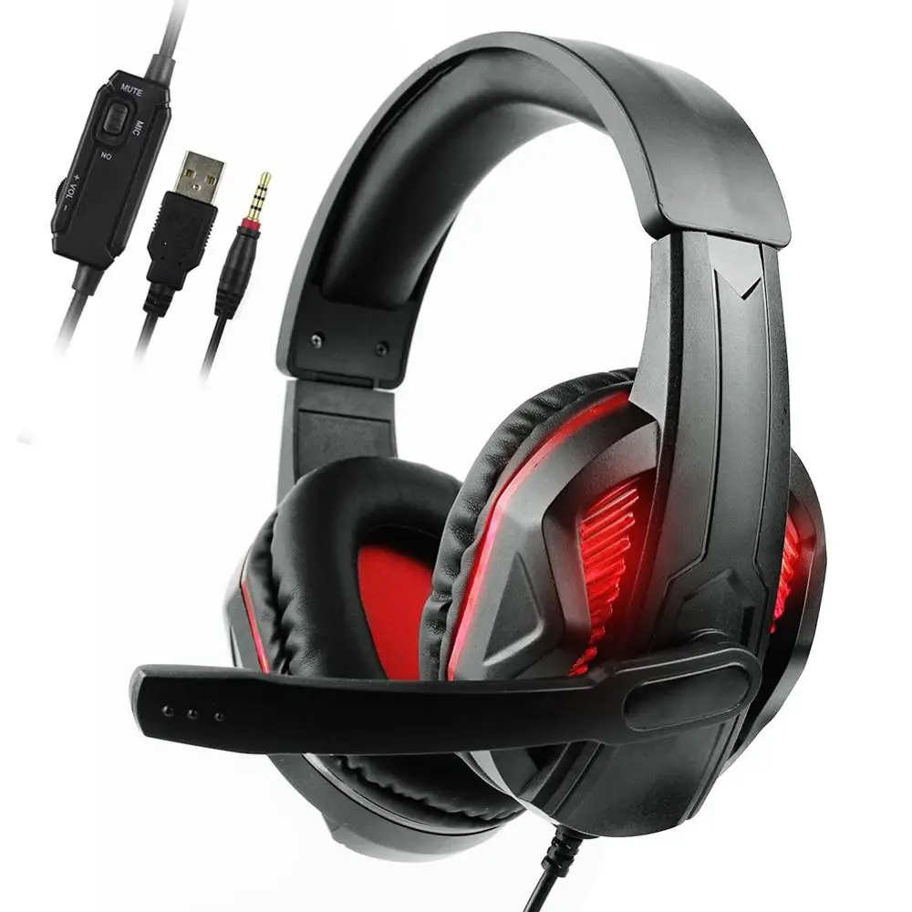 Компьютерные USB игровые Накладные наушники 3 5 мм светодиодный светильник