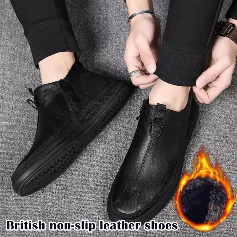 

2021 Men's Microfiber Leather Shoes Soft Anti-slip Rubber Loafers Shoes Man Casual Leather Shoes A66