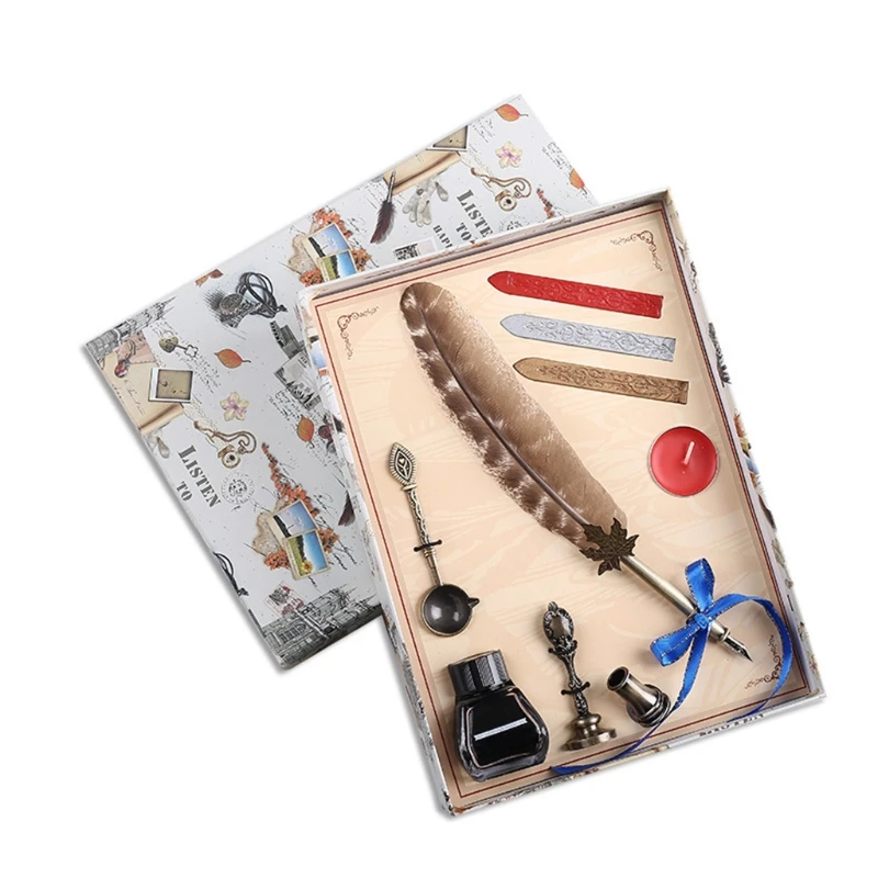 

Luxury Vintage Feather Dip Calligraphy Fountain Pen Writing Ink Set Stationery Luxury Vintage Feather Dip Calligraphy Fountain P