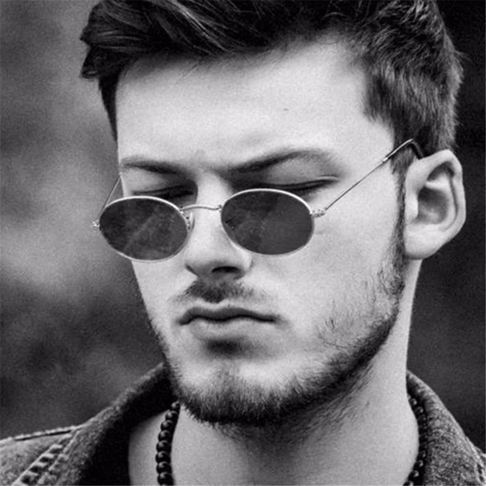 

Oval Sunglasses Ellipse Metal Frame Glasses Trendy Fashion Shades Punk Sunglasses Eyewear