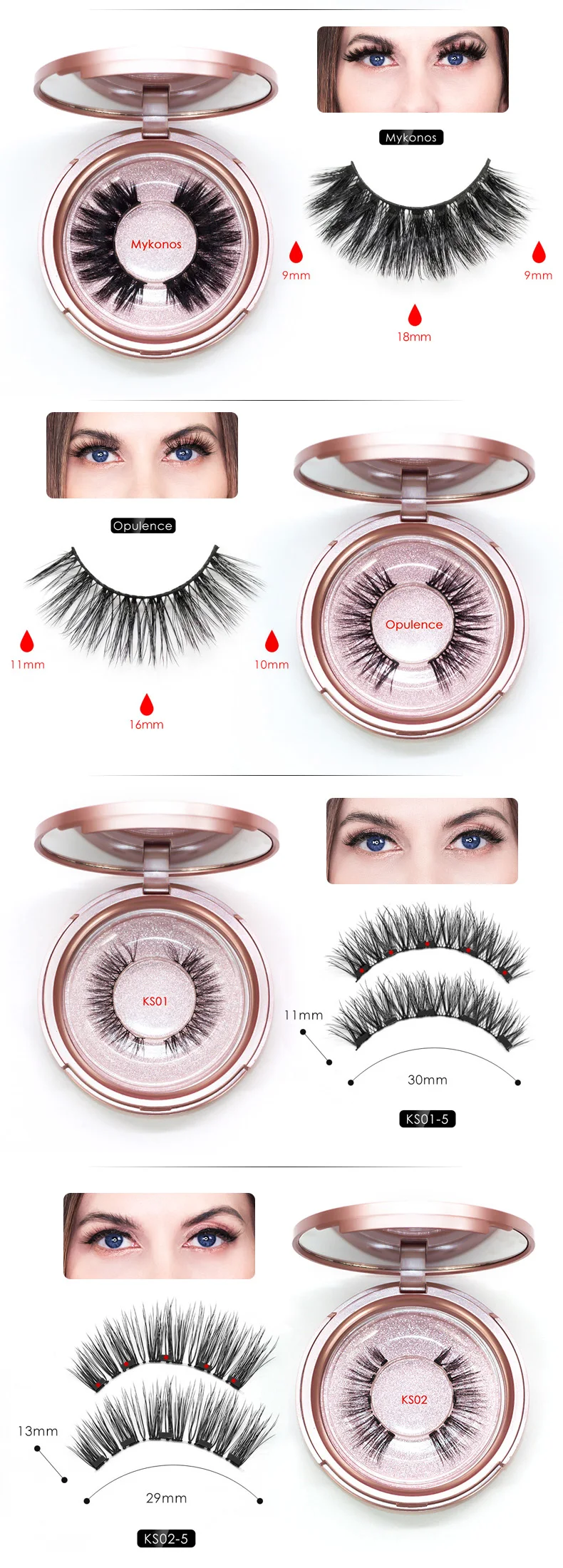genailish magnetic eyelashes& magnetic eyeliner kit 5 magnets false eyelashes handmade natural 2 pairs lashes makeup tools set