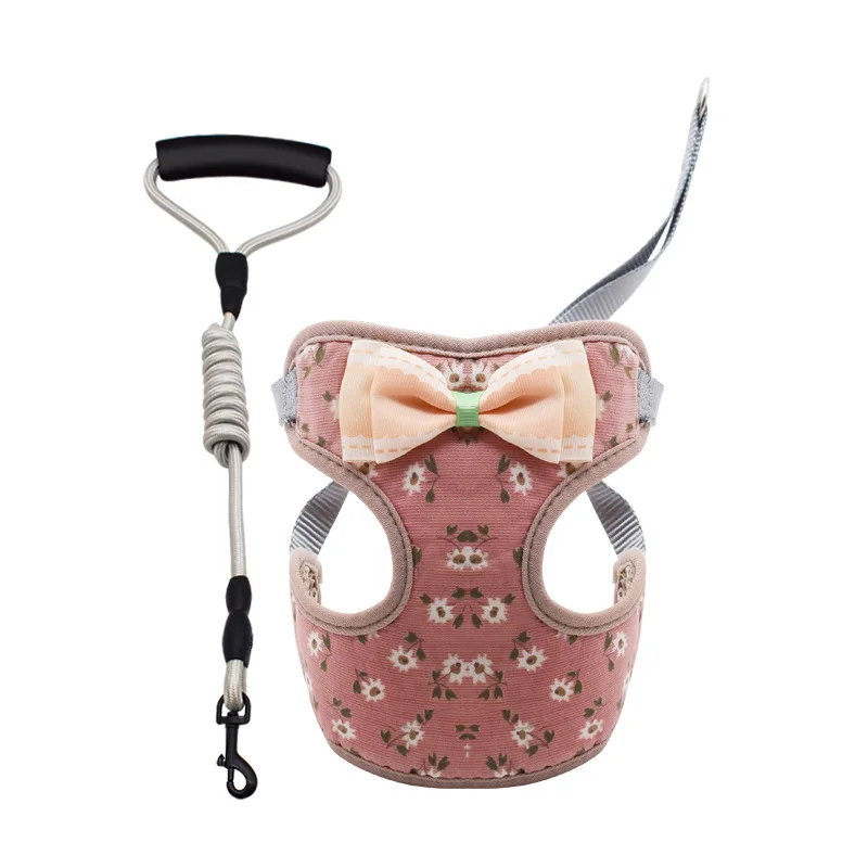 

Cute Bowknot Vest Chest Harness For Dogs For Cats Adjustable Traction Rope Pet kitten Breathable Chest Back Pet Products