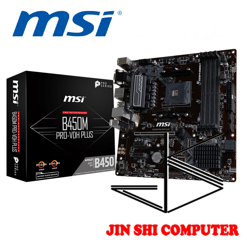 

Новый MSI B450M PRO-VDH плюс AMD AM4 материнская плата DDR4 Boost, Audio Boost Turbo M.2 PCI-E Сталь Броня