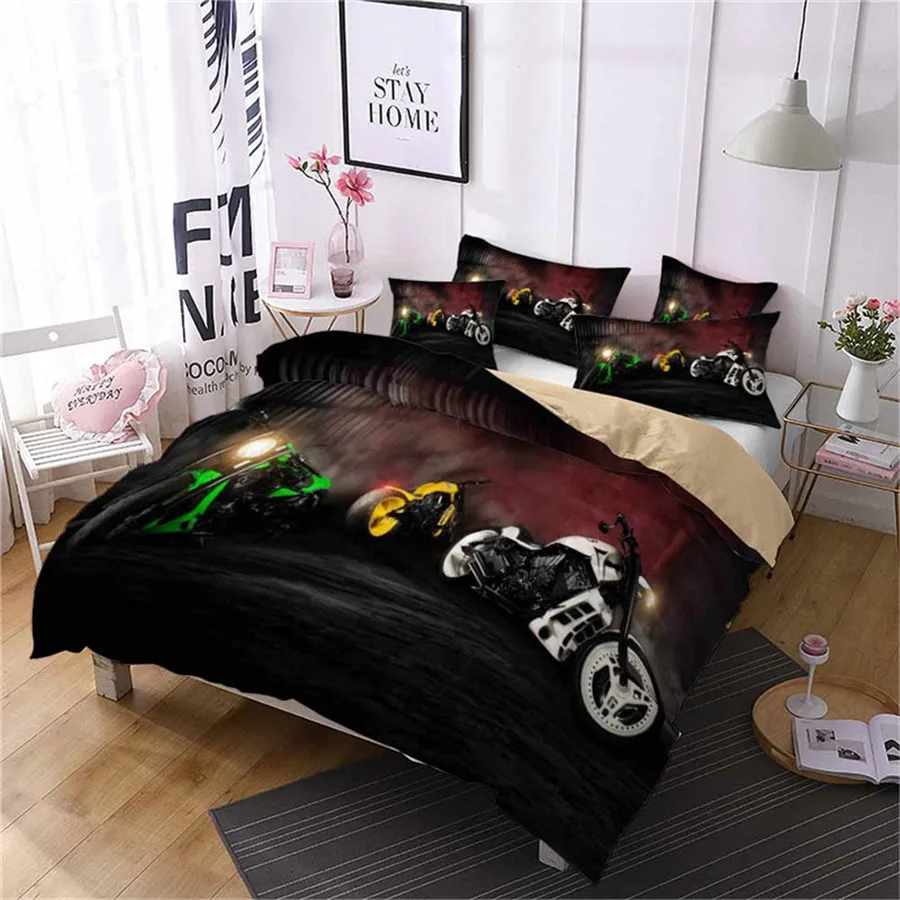 HELENGILI 3D Постельное белье с принтом &quotмотоцикл&quot постельное Bedcloth Наволочка на
