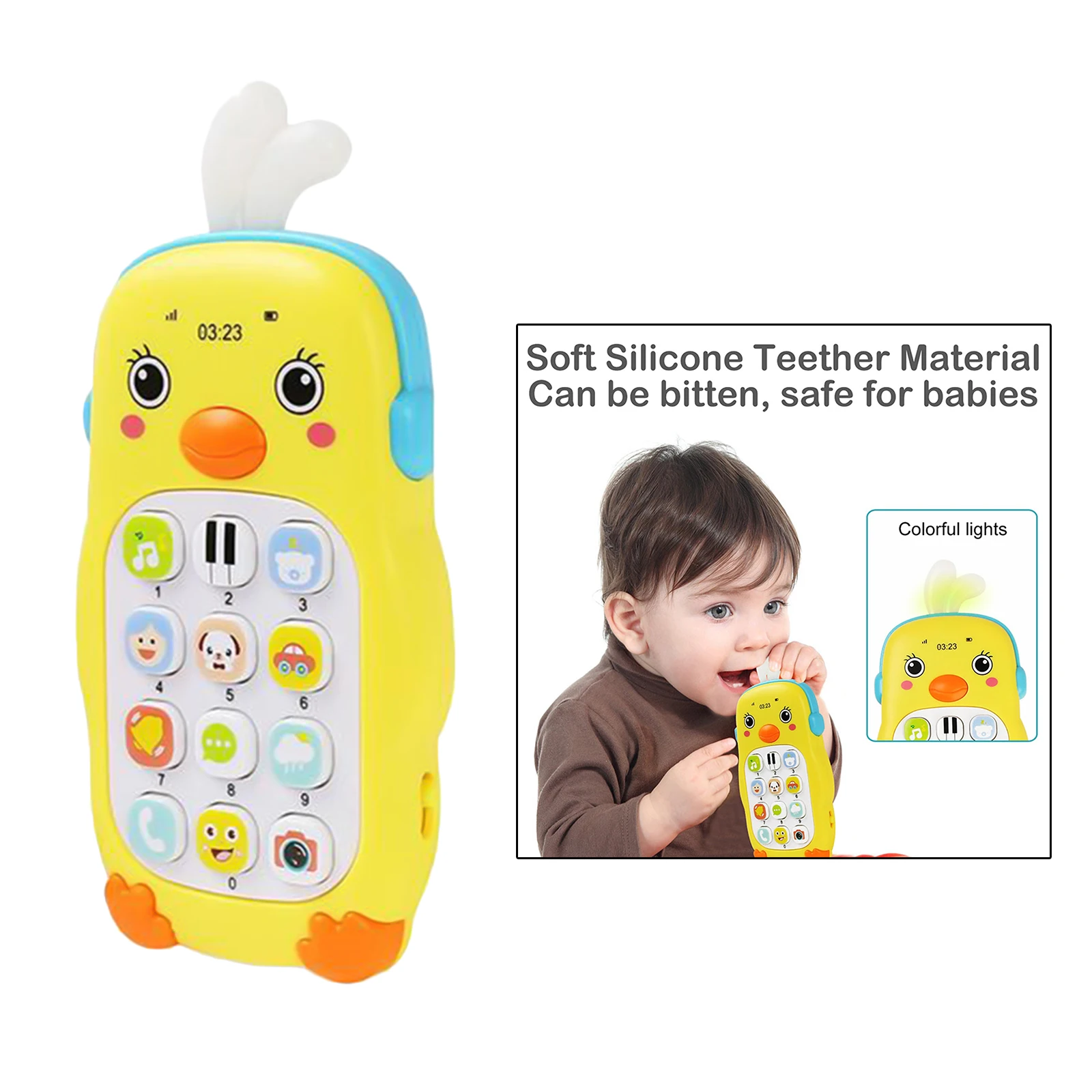 

Cartoon Baby Phone Toy Pretend Play Music Sound Machine with Light for Toddler
