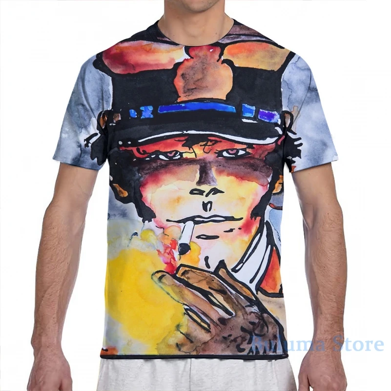 Мужская футболка Corto Maltese с сигарой женская модная принтом по всей длине для