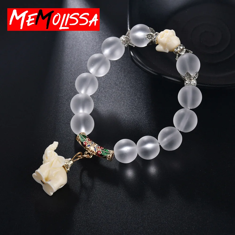 Браслет-цепочка женский в стиле ретро подвеска золотого слона из прозрачного