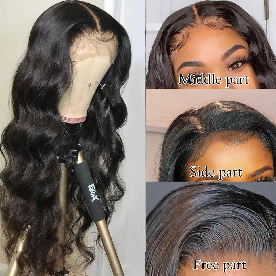 Peluca de cabello humano ondulado brasileño para mujeres negras, postizo de encaje frontal con densidad de 250, 4x4, 36 y 30 pulgadas