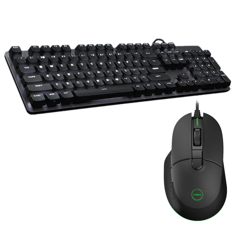 Keyboard and Mouse Xiaomi MIIIW 600K механическая клавиатура наклейка игровая клавиатура с подсветкой 104Key Kailh красный переключатель USB Проводная клавиатура 700G RGB мышь - Color: Keyboard and Mouse