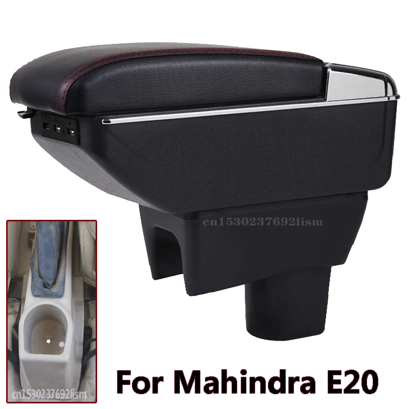 

for Mahindra e20 Plus car armrest leather arm rest usb storage box center console accessories car-styling decoration auto