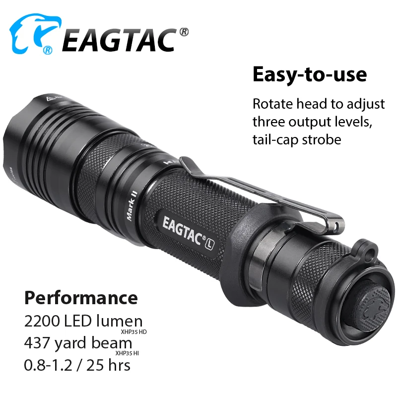 Супер Мощный тактический светодиодный фонарик EAGTAC T25LR 2200 люмен SFT40 USB
