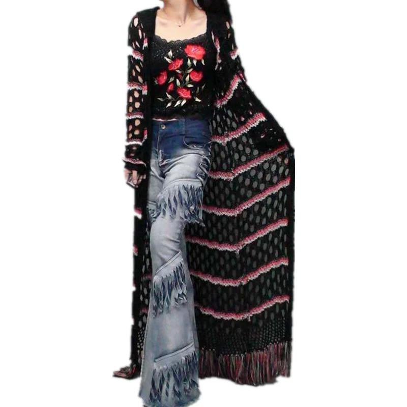 Бесплатная доставка 2021 модный длинный макси Европейский женский свитер с