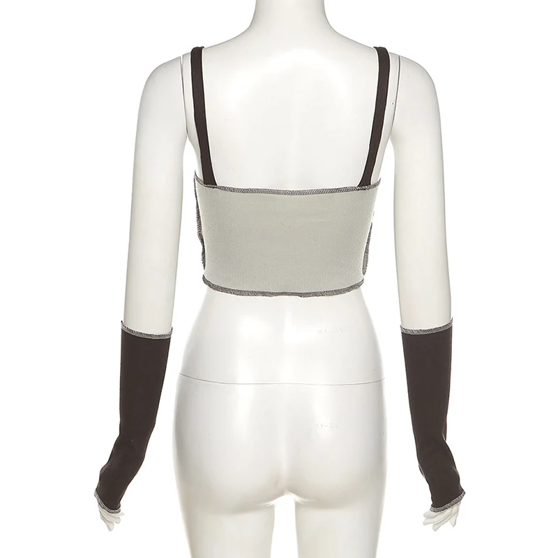 Женский топ-корсет на бретелях со шнуровкой и V-образным вырезом с перчатками