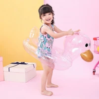 2 6 years old transparent duck inflatable ring mattress raft beach toys boat swimming ring for water mattress kids pool toys