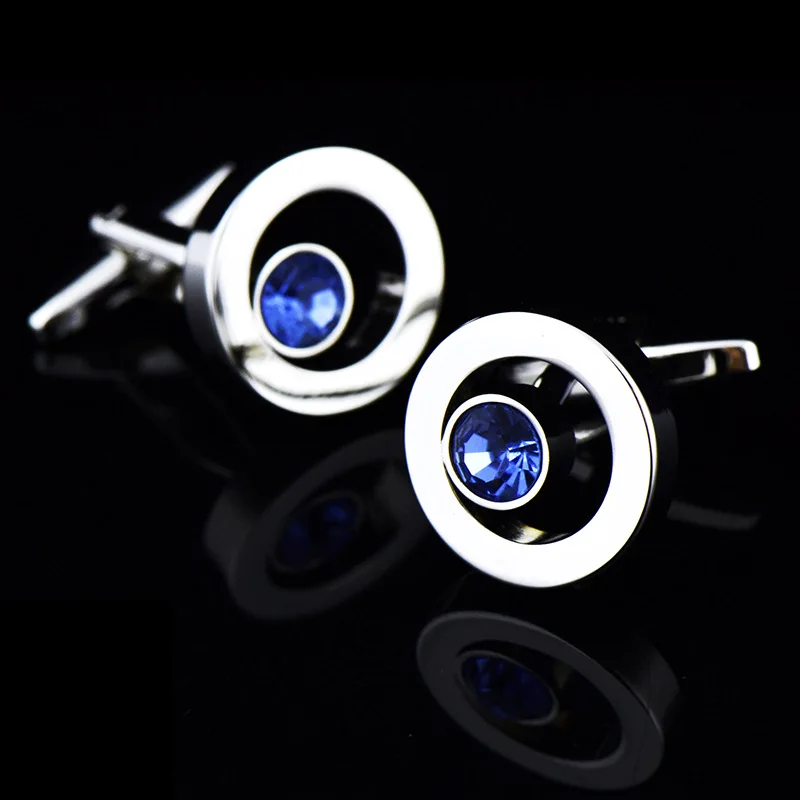 

Blue Crystal Diamond Cufflinks Men's and Women's French Cuff Buttons Jewelry Clothing Accessories