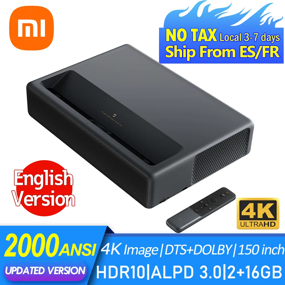 Xiaomi Mijia 4K лазерный проектор 1S TV 3840*2160 2000ANSI люмен HDR 10 ALPD3.0 Bluetooth WiFi Android Умная Система