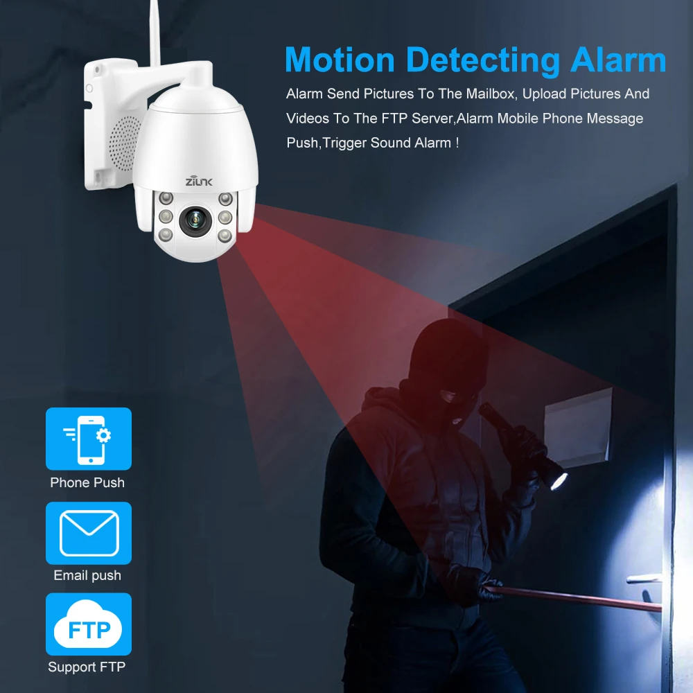 Уличная камера безопасности беспроводная wifi 1080P 2MP HD двухсторонняя аудио PTZ 5X оптический зум IR 60 м ONVIF Мини ip-камера слот для карты SD
