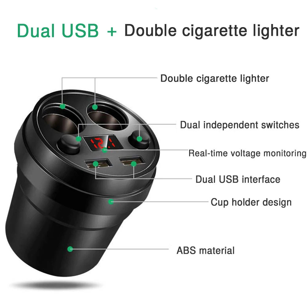 Зарядное устройство в прикуриватель с 2 USB-портами 3 1 А и светодиодным дисплеем