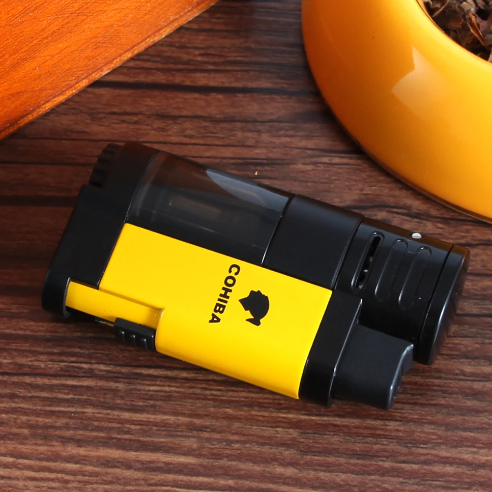 Мини-зажигалка COHIBA металлическая ветрозащитная зажигалка с синим пламенем для