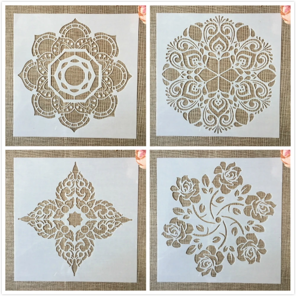 4 шт./компл. 30*30 см большой цветок 12 дюймов мандалы DIY многослойные трафареты