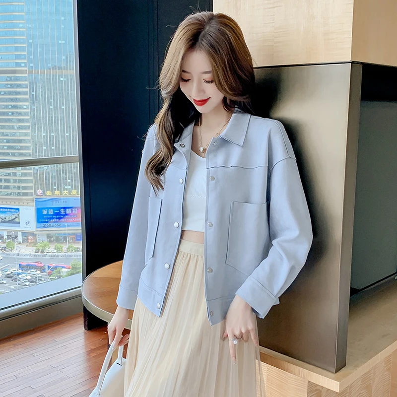 

Женская свободная куртка с карманами, Повседневная розовая куртка с длинным рукавом, Осень-зима 2021