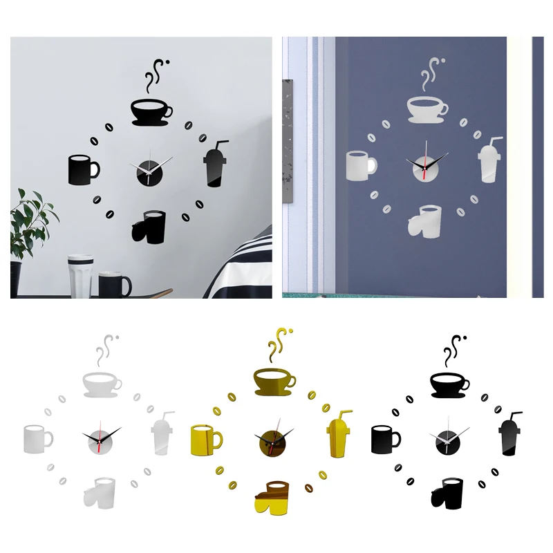 Новинка 2020 3D зеркальные настенные часы самоклеющиеся современный стиль