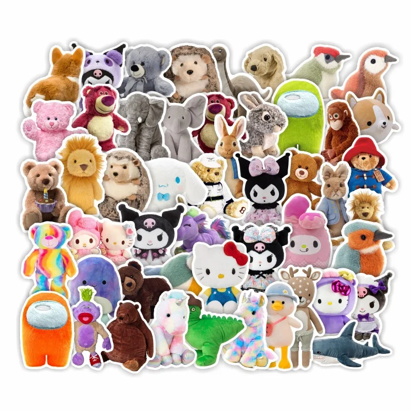 

50Pcs Retro plush toy cartoon stickers For Suitcase Skateboard Laptop Luggage Fridge Phone stickers