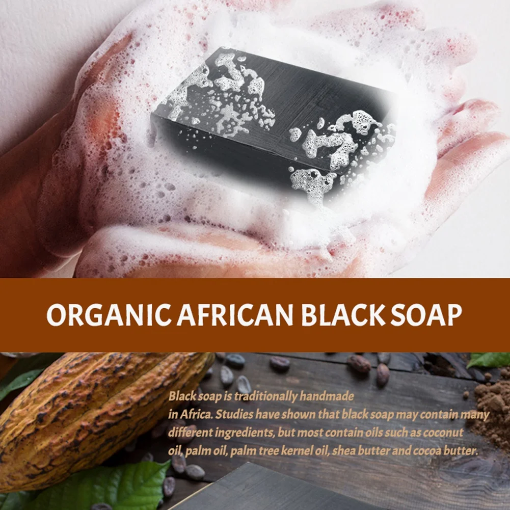 

120g Remove Acne Deep Cleansing Soap Skin Care Cocoa Bean Vitamin E Handmade Soap African Black Soap Organic Whitening Soap