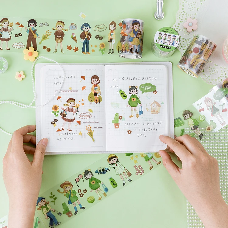 Girl's Life Series transparent Washi Tape Set Japanese PET Stickers Scrapbooking Adhesive Gilding Washitape Kawaii Stationary |