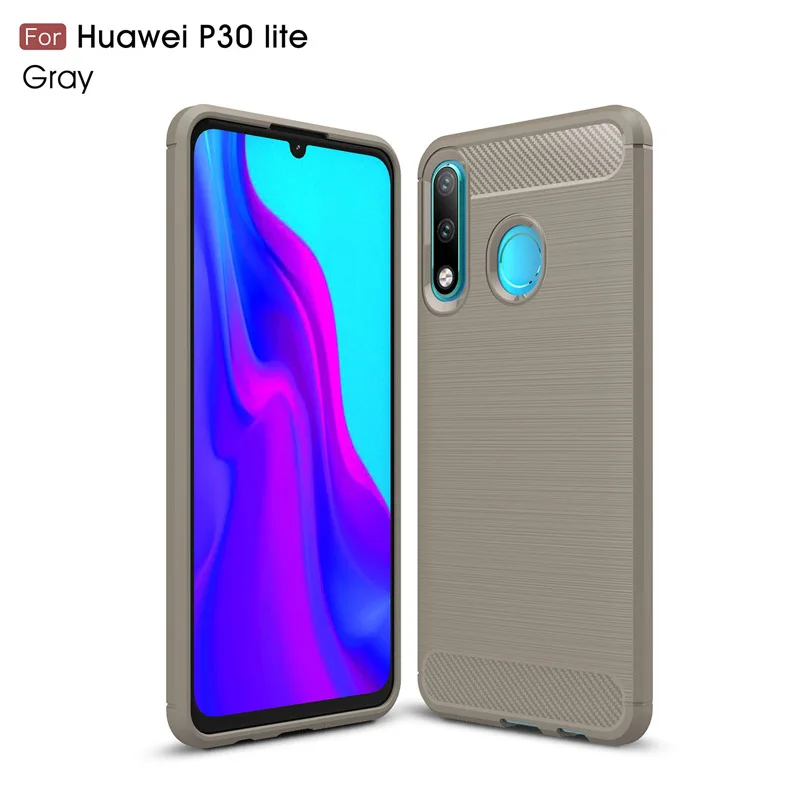 Gray Для huawei P30 Lite Honor 20S Мягкий Силиконовый противоударный чехол MAR-LX1M MAR-LX1H текстура углеродного волокна бампер крышка MAR LX1M LX1 - Цвет: Gray