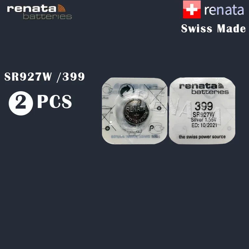 2 шт./лот Renata 399, долговечный SR927W 927 Швейцарский сделано оксид серебра часы батарея Кнопка монета ячейка