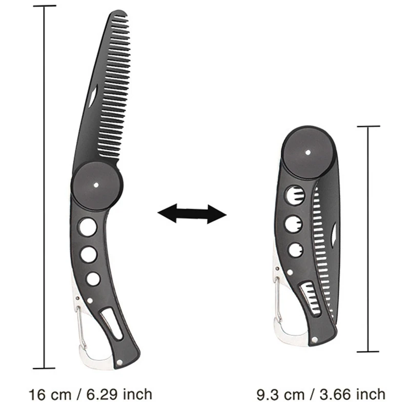 

1 Pcs Men Folding Pocket Comb Knife Shape Detangling Hair Beard Comb Metal Handle Foldable Combing Facial Mustache Comb