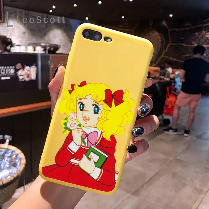 

Anime Manga Candy Phone Case Yellow Candy Color for iPhone 6 7 8 11 12 s mini pro X XS XR MAX Plus