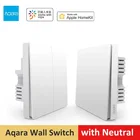 Умный настенный выключатель Aqara Zigbee, выключатель с нулевой линией, с нулевой линией, с нейтральным проводом, Wi-Fi, работает с приложением Mi Home и Apple Homekit