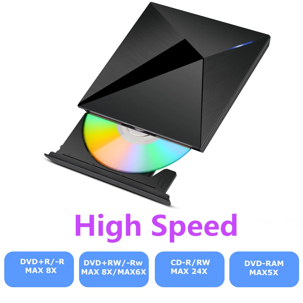 KuWFi Внешний USB3.0 привод CD DVD Usb Оптический RW писатель CD/DVD Rom плеер горелка для
