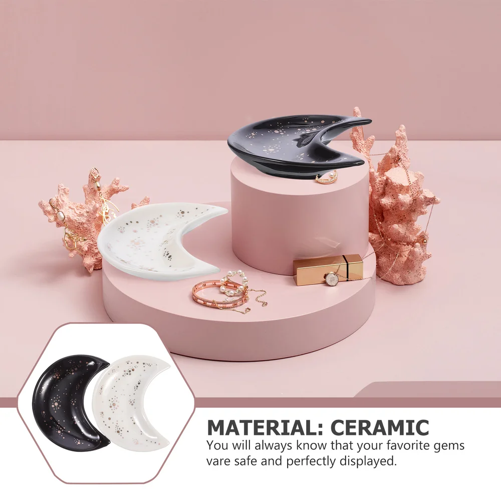 

3Pcs Moon Shape Tray Crystal Organizer Stones Displaying Holder Home Decorations