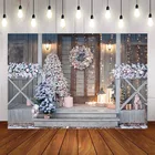 Фон для фотосъемки Зимний Рождественский флэш подарок Ретро Винтажные деревянные двери украшение Рождественская елка фоны для фотостудии